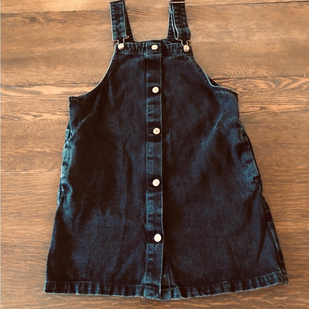 Monki Black Denim Overall Dress